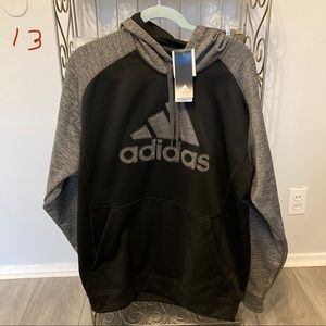 Grey and Black Adidas Logo Hoodie